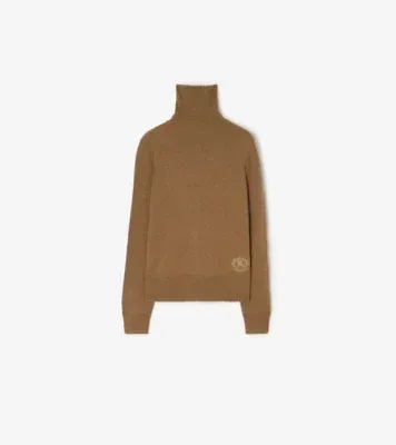 Wool Cashmere Rollneck Sweater in Taupe brown