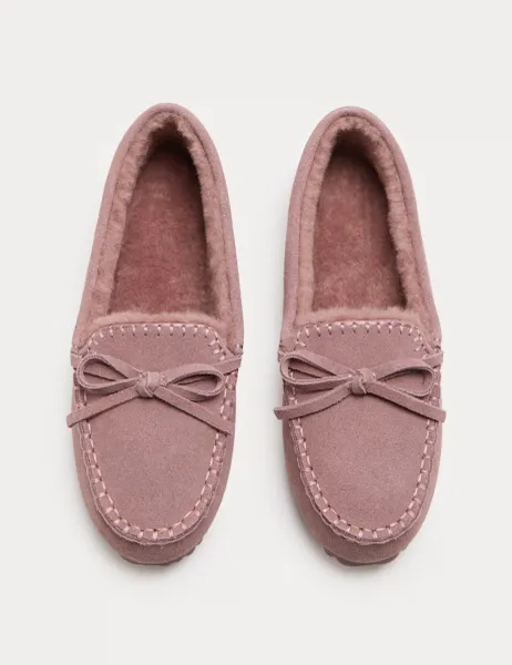Marks & Spencer Suede Stitch Detail Moccasin Slippers