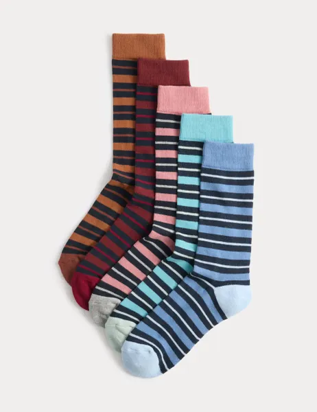 Marks & Spencer 5 Pack Cool & Fresh Cotton Rich Cushioned Socks Multi