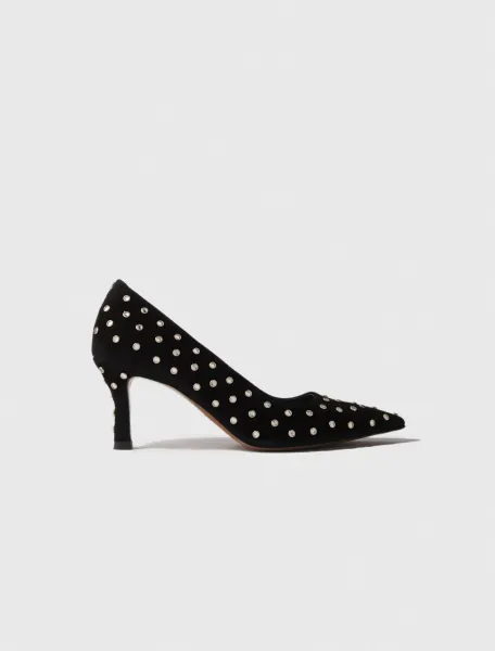 Rhinestone pumps with pointed toes
