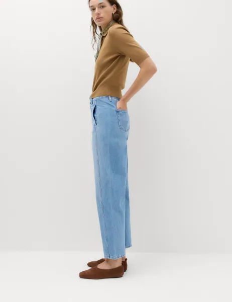 Marks & Spencer Cotton Rich High Waisted Carrot Leg Jeans Light Indigo