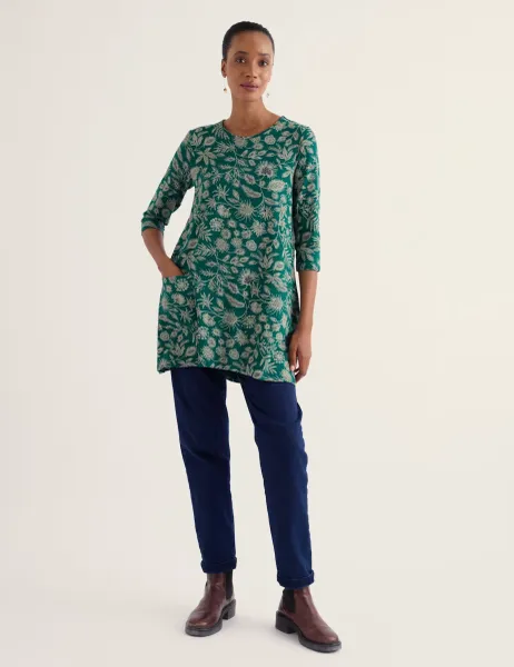 Seasalt Cornwall Printed Round Neck 3 Quarter Sleeve Relaxed Fit Tunic