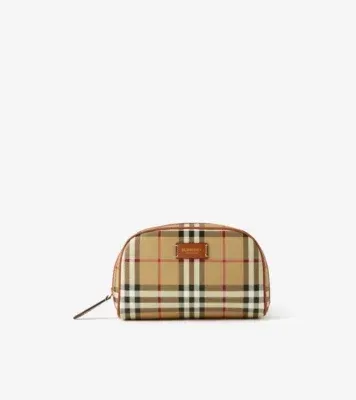 Small Check Travel Pouch in Archive beige