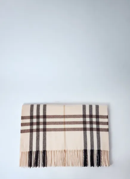 Wide Check Cashmere Scarf