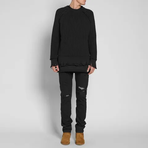 Distressed Chunky Crew Knit