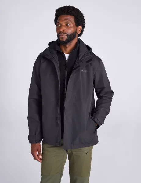 Mountain Warehouse Fell 3 in 1 Water Resistant Hooded Jacket Black