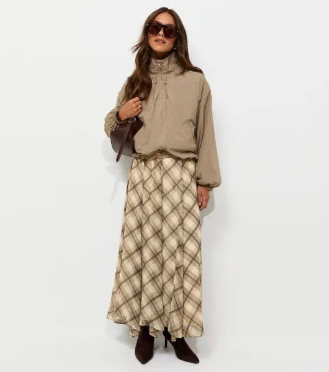 Women's Petite Cream Handkerchief Hem Chiffon Midi Skirt