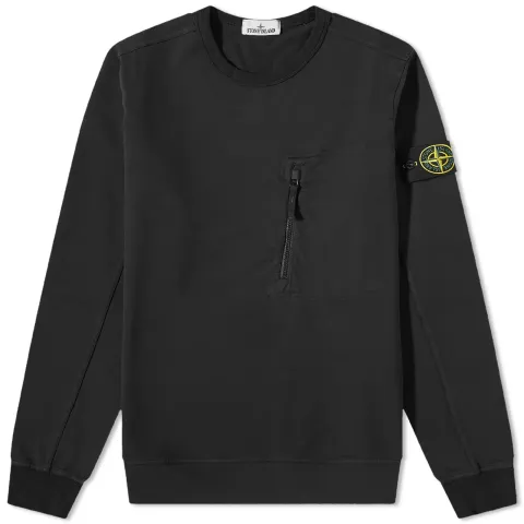 Cotton Zip Pocket Detail Crew Sweat