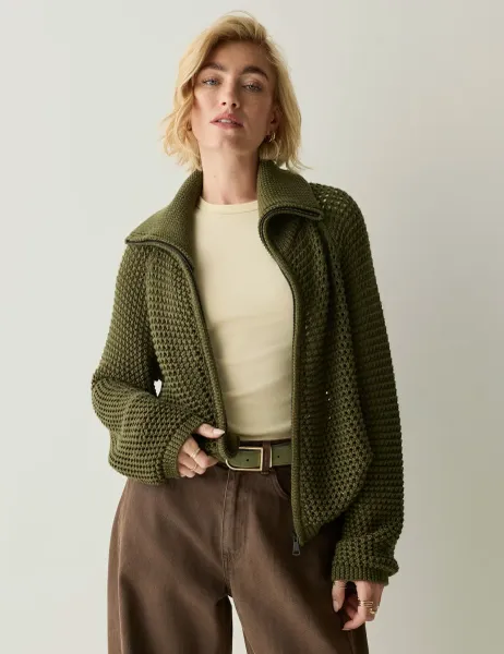 Regatta Textured Collared Cardigan Green