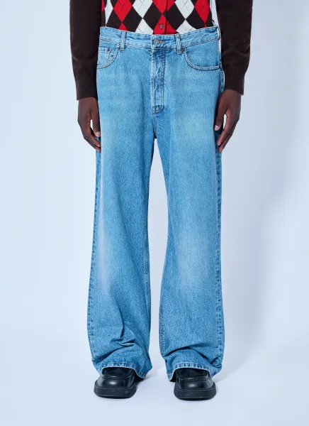 Five-Pocket Washed Denim Jeans