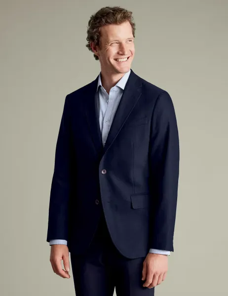 Charles Tyrwhitt Slim Fit Wool Rich Stretch Textured Jacket Navy
