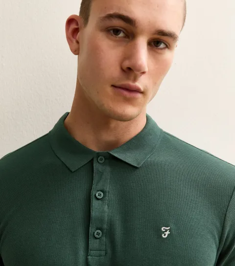 Men's Green Fitted Short Sleeve Polo