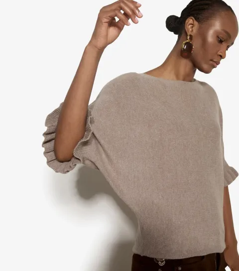Apricot Women's Stone Ruffled Batwing Sleeve Jumper