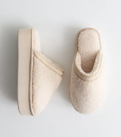 Women's Off White Platform Sole Mule Slippers Vegan