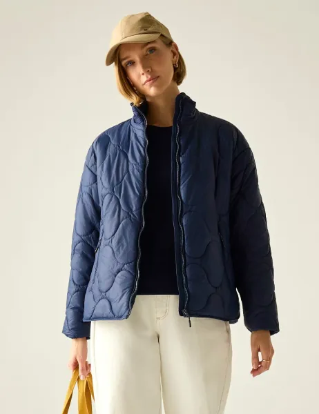 Regatta Carlotte Padded Quilted Zip Up Jacket Navy