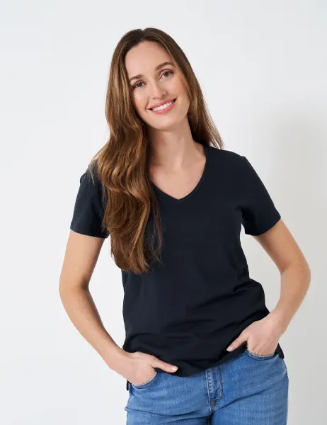 Crew Clothing Pure Cotton T-Shirt Navy