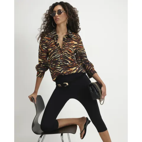 River Island Animal Print Sheer Shirt