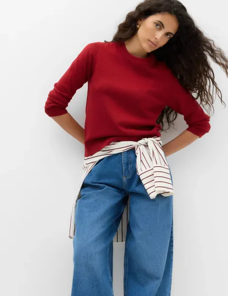 Marks & Spencer Air-Yarn Crew Neck Sparkly Jumper Ruby Red