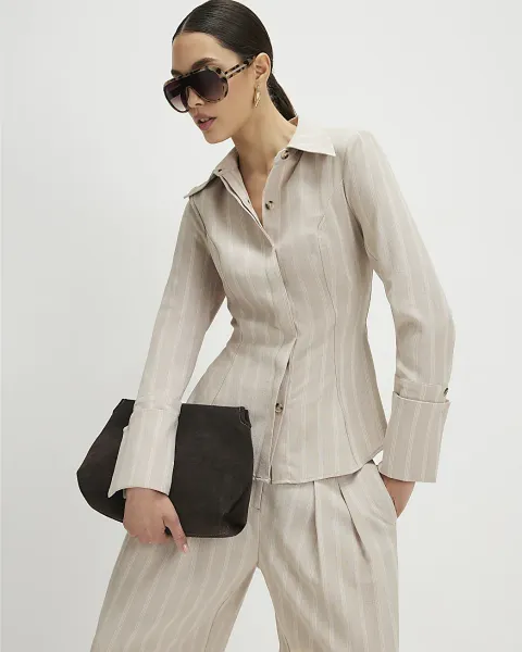 River Island Striped Tie Back Shirt