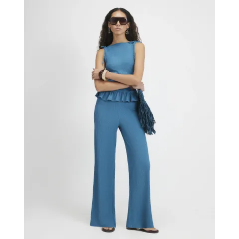 River Island Textured Wide Leg Trousers