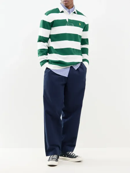 Polo Ralph Lauren Cotton Striped Rugby Shirt - Cream & Forest