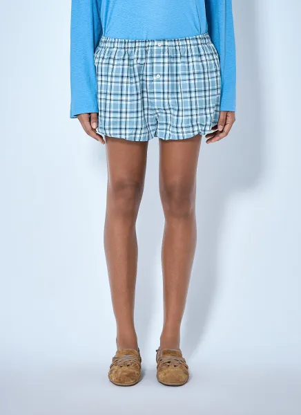 Gathered Check Shorts