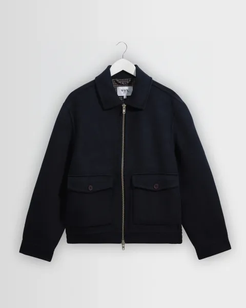Hamblin - Navy Double-Faced Wool Check Jacket