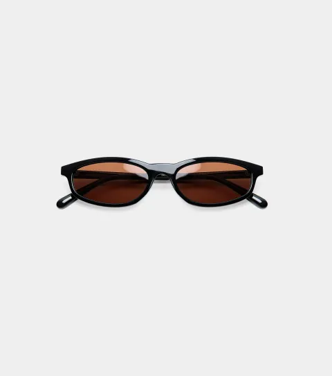Dark Brown Slim Oval Sunglasses