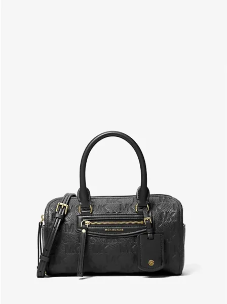 Michael Kors Jet Set Travel Extra-Small Logo Embossed Leather Duffel Crossbody Bag