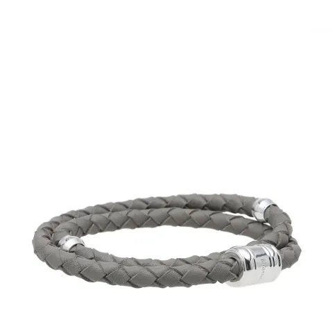 Silver Casing Leather Bracelet