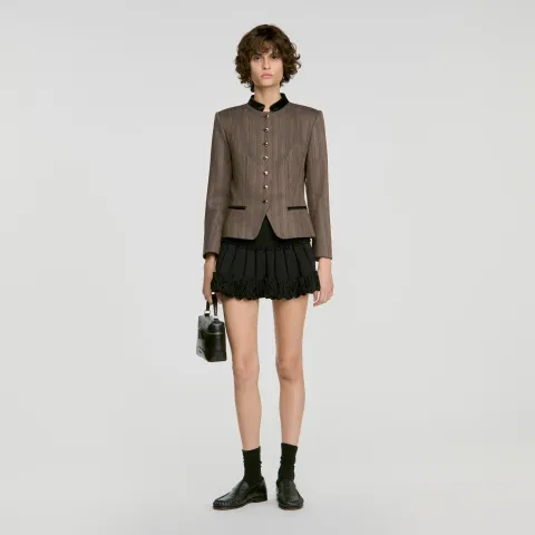 SANDRO Striped wool suit jacket