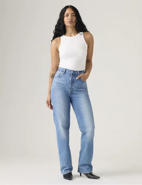 Levi's Ribcage Full Length Jeans Mid Blue