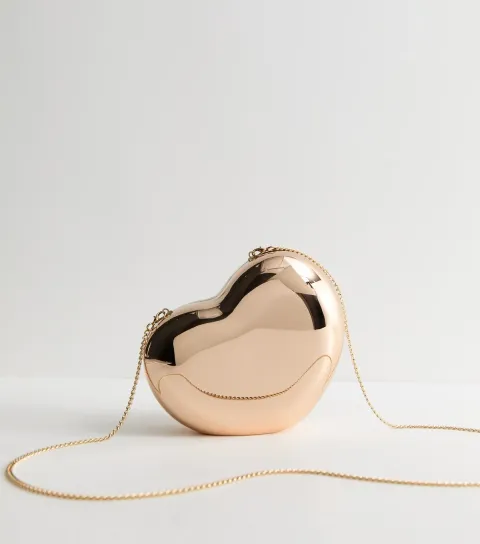 Gold Tone Heart Box Clutch