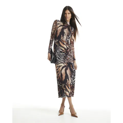 River Island Mixed Animal Print Mesh Maxi Dress
