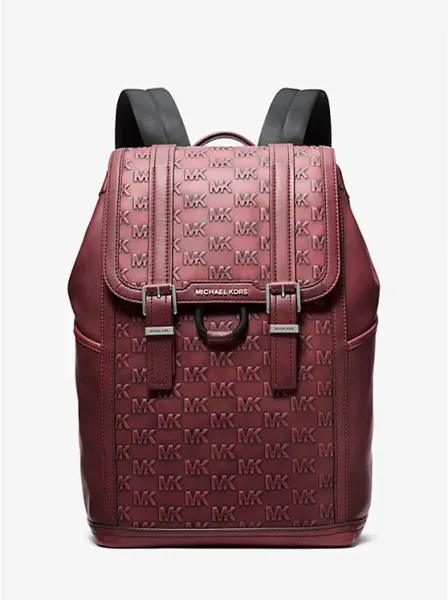 Colby Medium Logo Embossed Burnished Leather Backpack