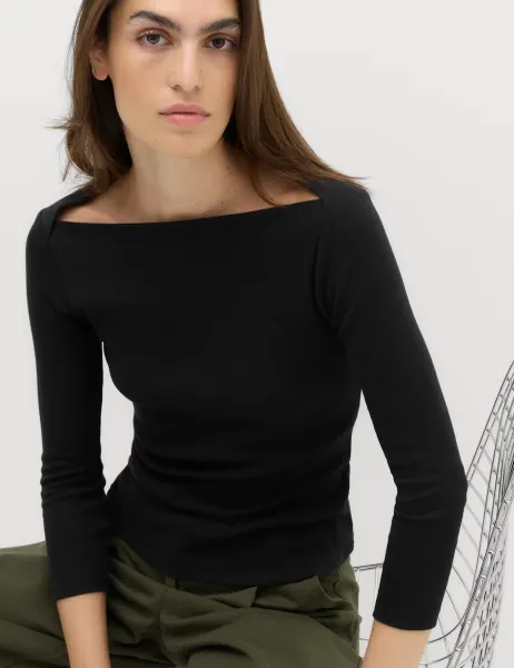 Marks & Spencer Pure Cotton Slash Neck Top