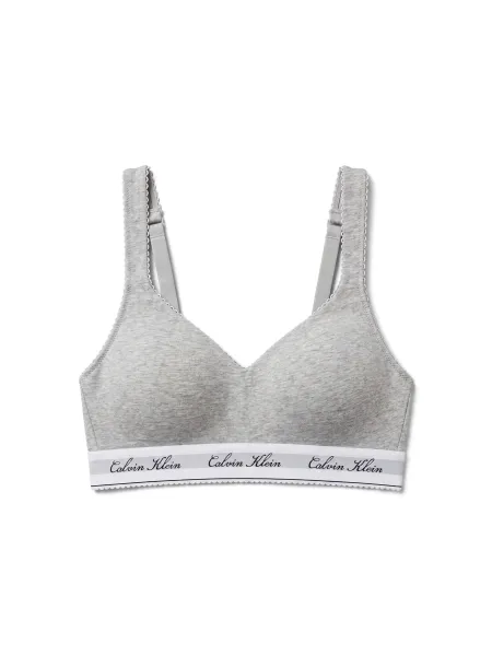 Calvin Klein New Signature Cotton Blend Logo Lift Bralette - Grey Heather