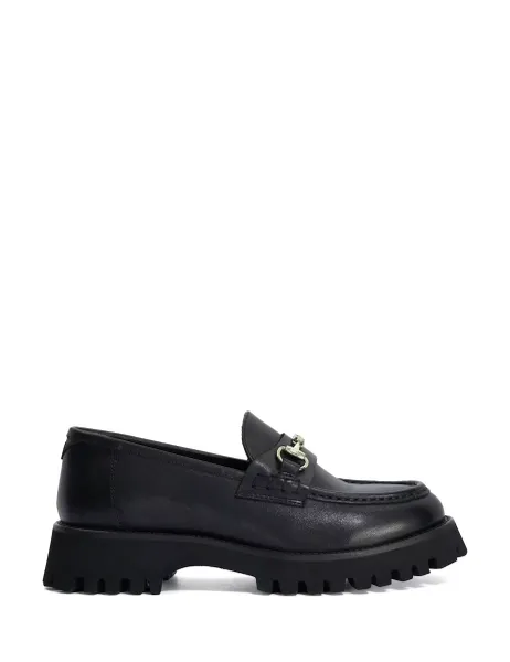 Dune London Suede Slip On Loafers Black