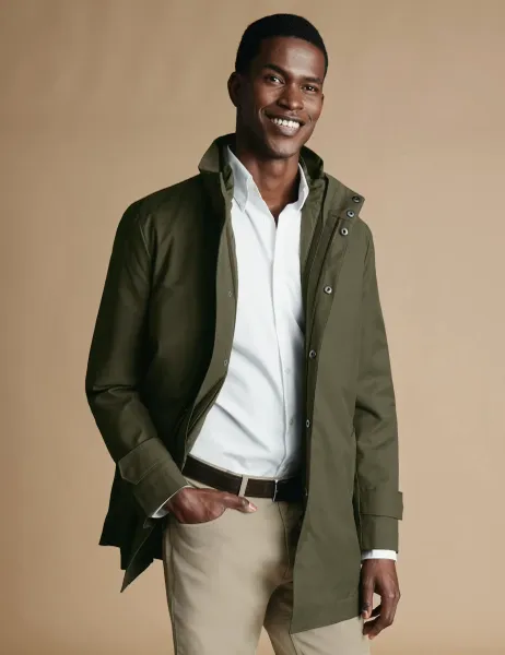 Charles Tyrwhitt Cotton Rich 3 in 1 Rain Mac & Gilet Olive