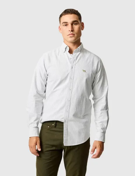 Rodd & Gunn Slim Fit Pure Cotton Striped Shirt Green Mix