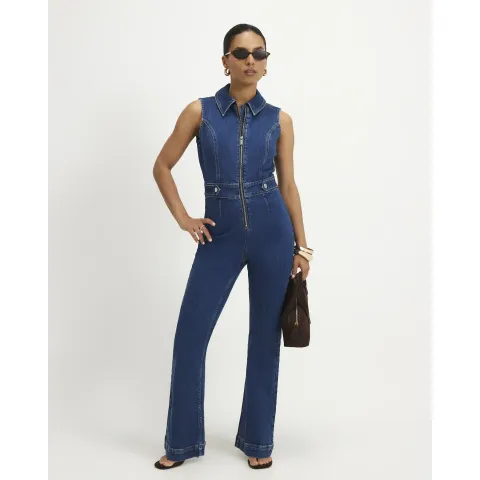 River Island Petite Stretch Denim Jumpsuit