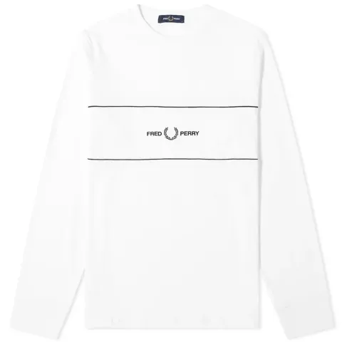 Long Sleeve Embroidered Panel Tee