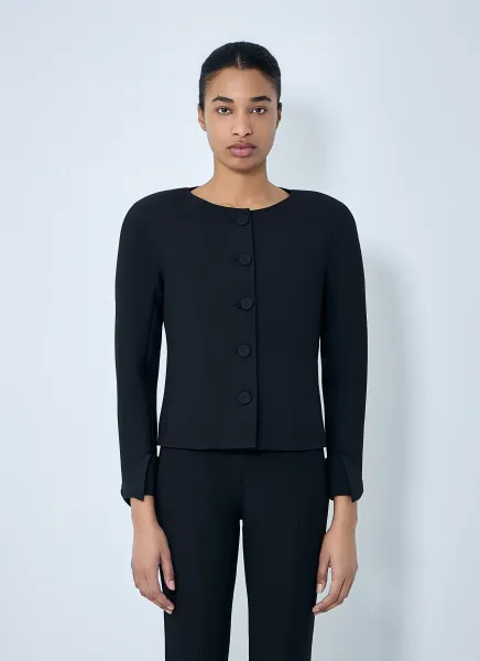 Collarless Fitted Jacket