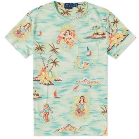 Printed Hula Girl Pocket Tee
