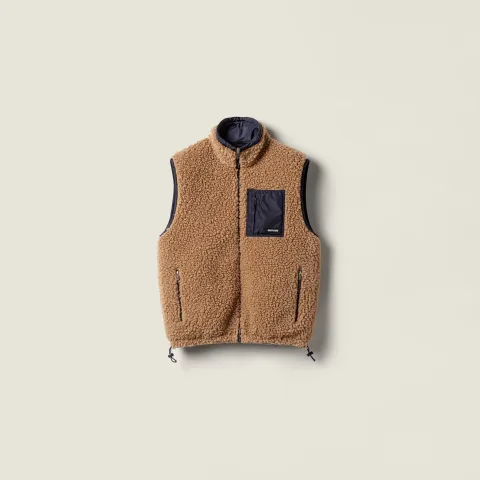 Teddy down vest with technical pongé