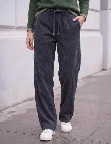 Roman Petite Cord Drawstring Trousers Grey Mix