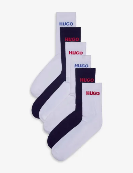 HUGO 6 Pack Cotton Rich Socks White Mix