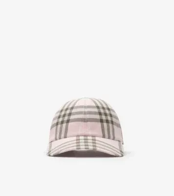 Check Cotton Baseball Cap in Mallow pink