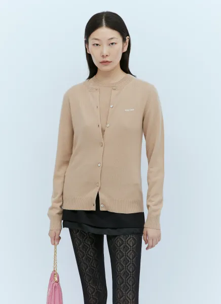 Logo Embroidery Cashmere Cardigan