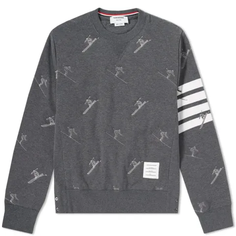 Skier Embroidery Quilted Crew Sweat